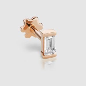 Diamond Baguette Rose Gold Threaded Stud Earring